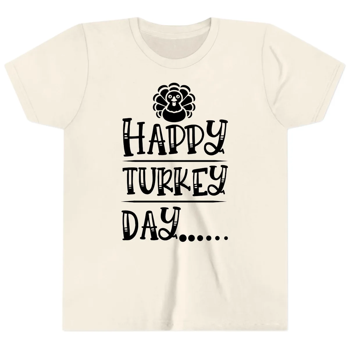 Happy Turkey Day Youth T-Shirt in Natural