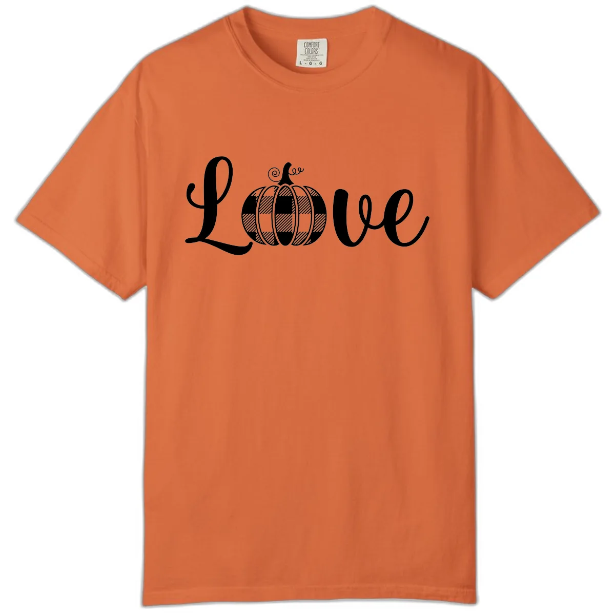 Buffalo Plaid Pumpkin Love Comfort Color in Burnt Orange