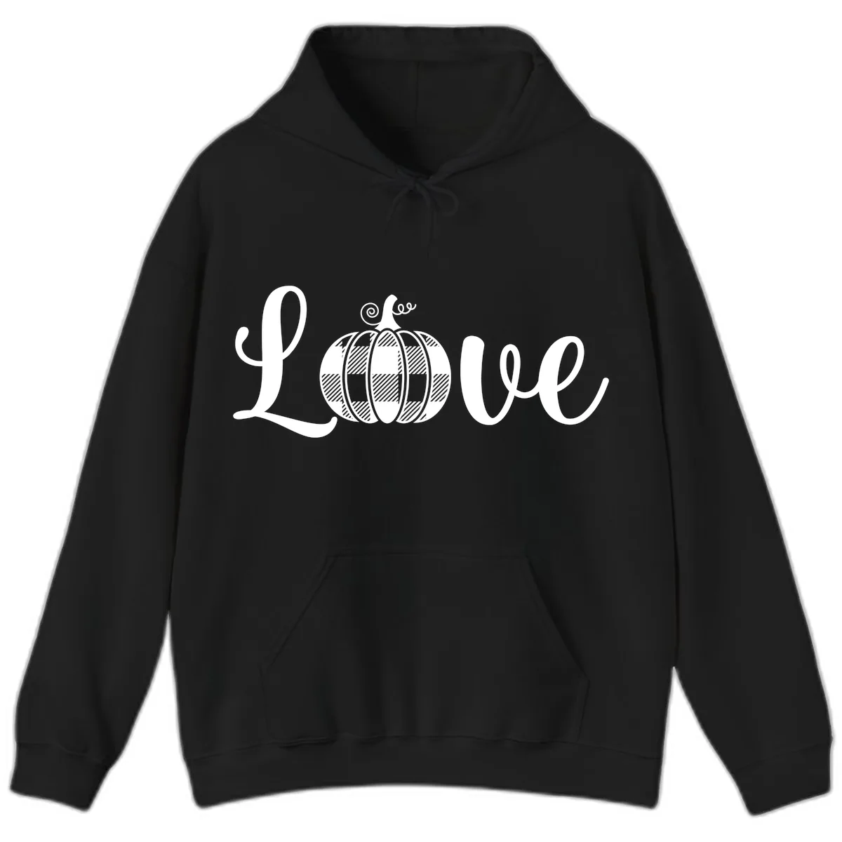 Buffalo Plaid Pumpkin Love Hoodie in Black