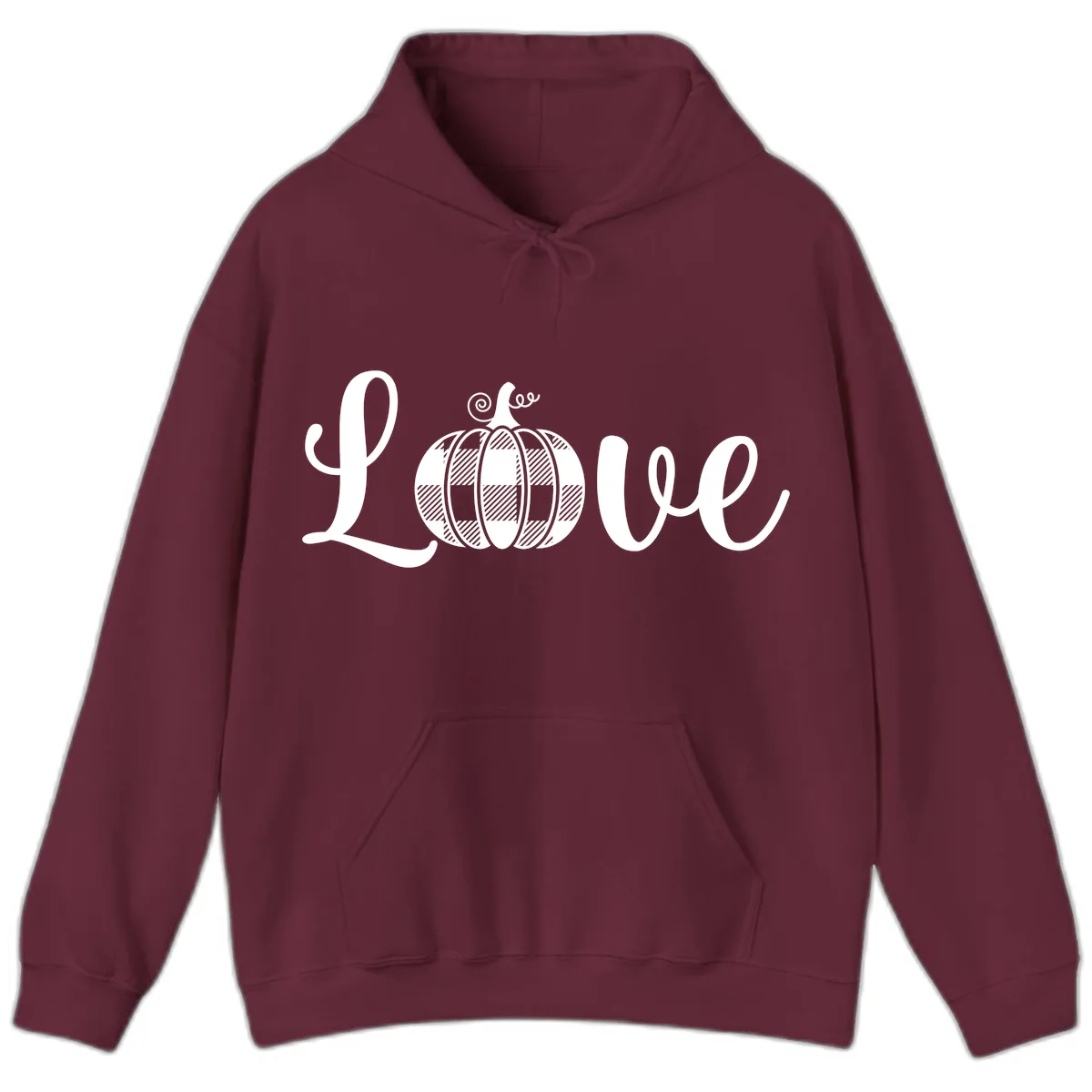 Buffalo Plaid Pumpkin Love Hoodie in Maroon