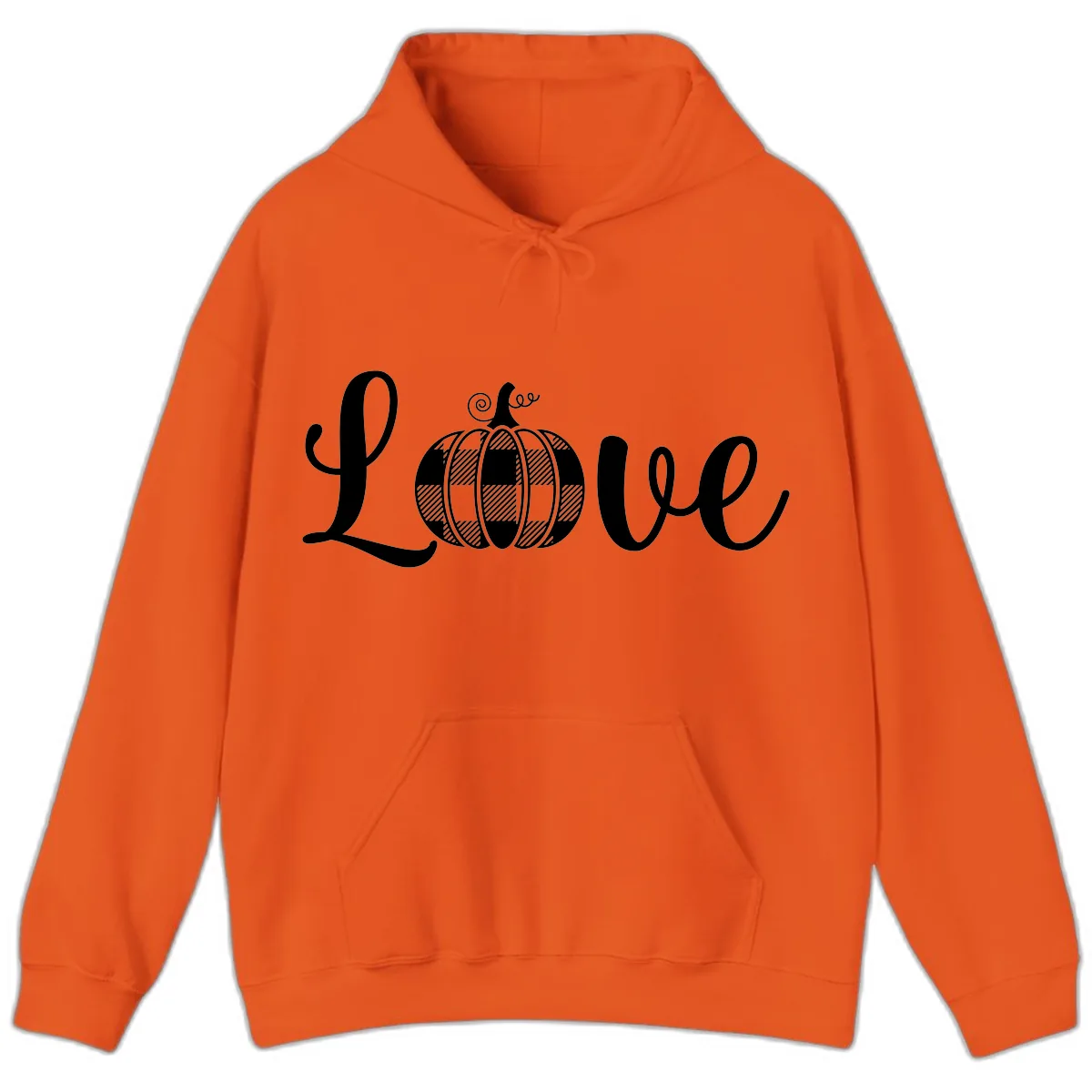 Buffalo Plaid Pumpkin Love Hoodie in Orange
