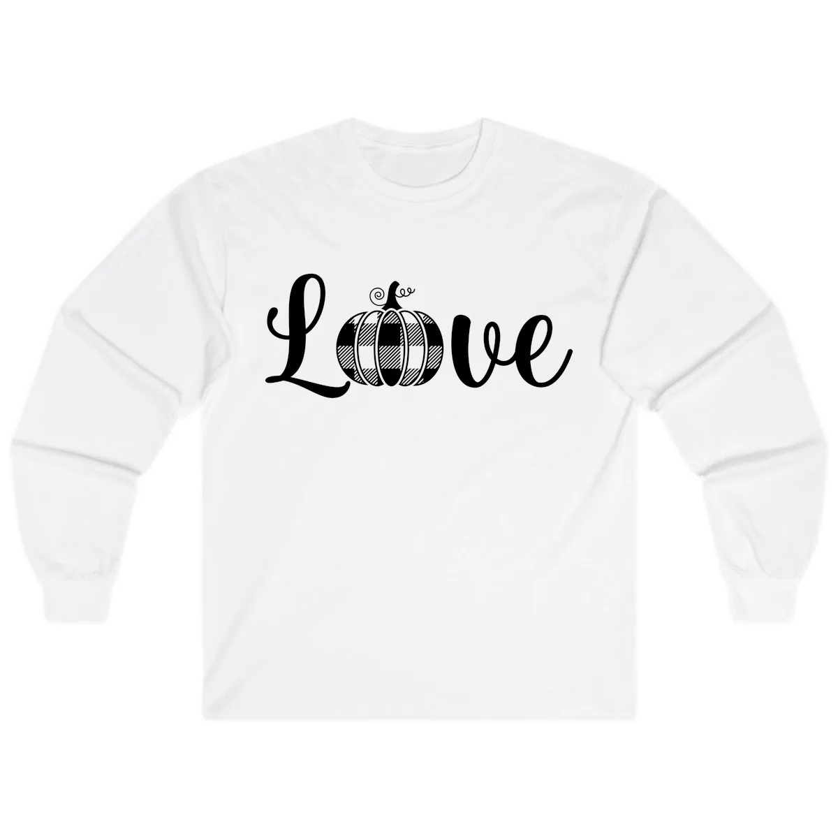 Buffalo Plaid Pumpkin Love Long Sleeve in White
