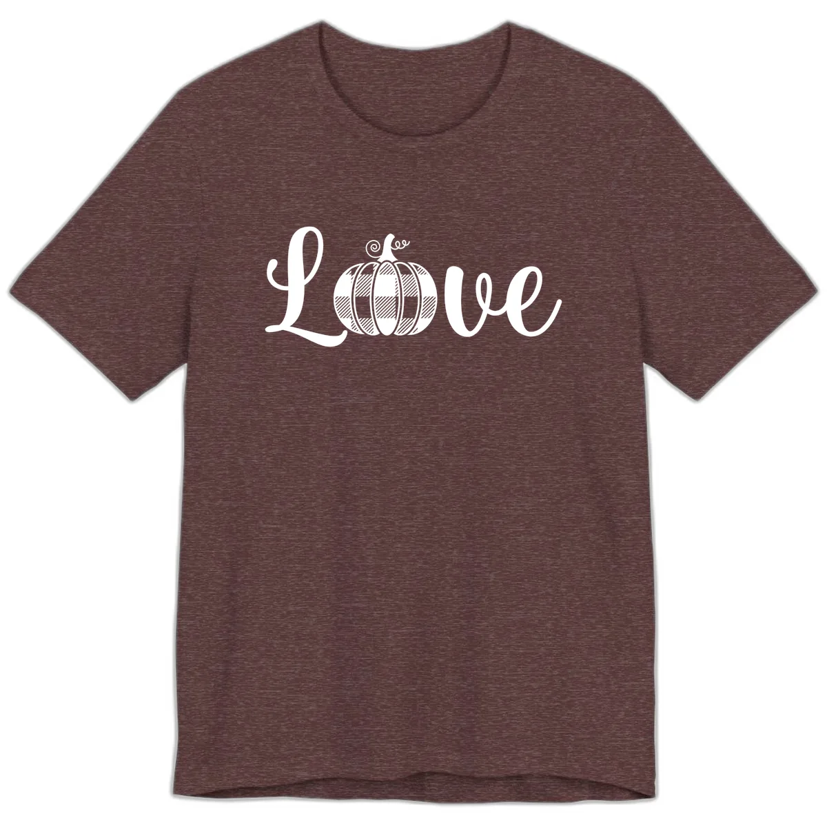 Buffalo Plaid Pumpkin Love Premium T-Shirt in Heather Maroon