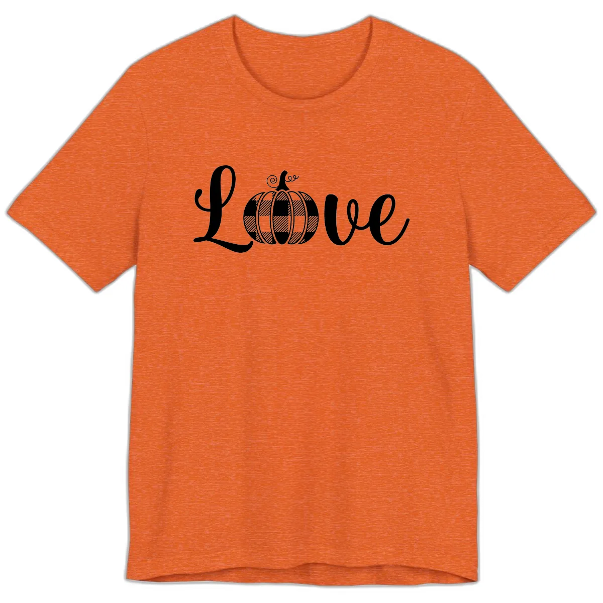 Buffalo Plaid Pumpkin Love Premium T-Shirt in Heather Orange