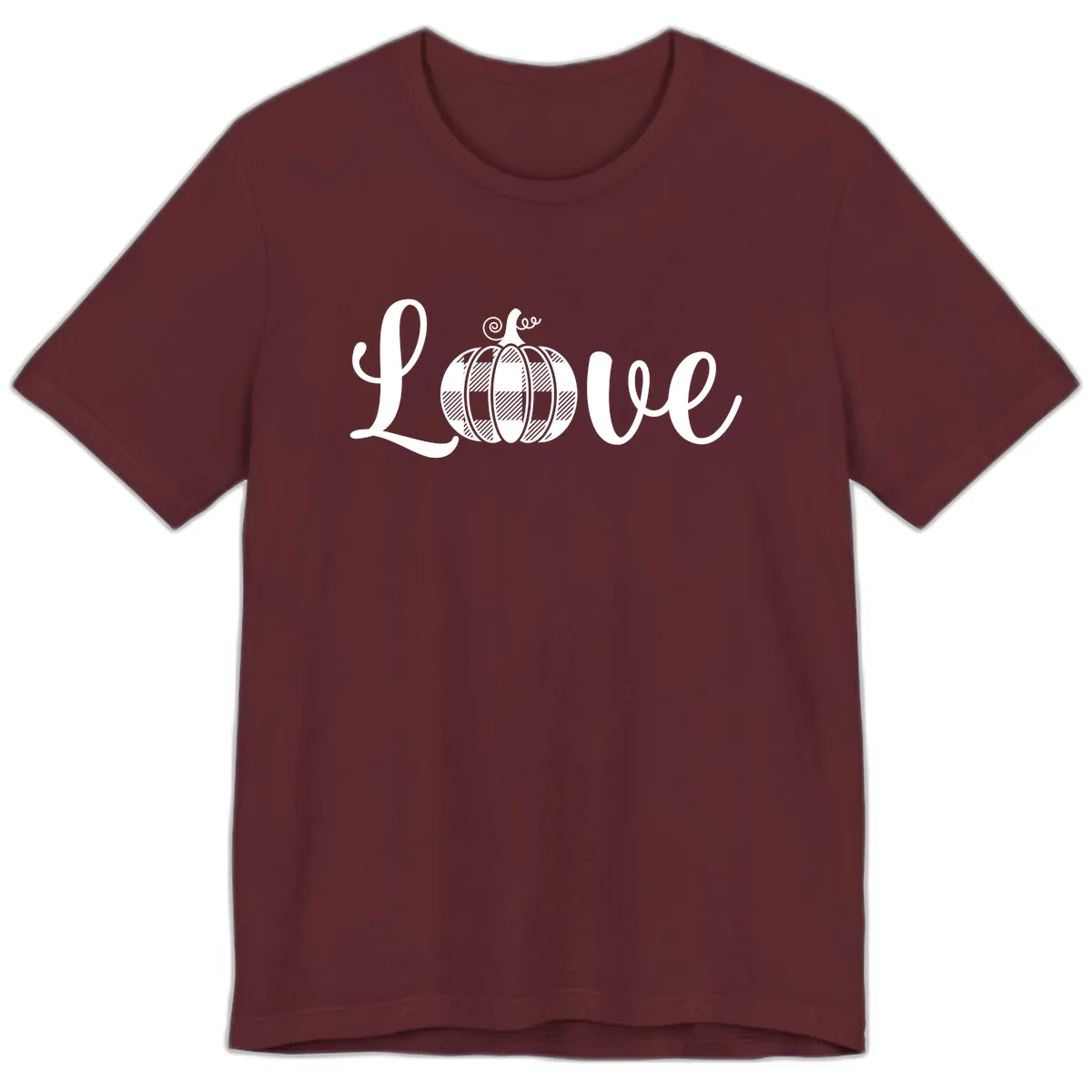 Buffalo Plaid Pumpkin Love Premium T-Shirt in Maroon