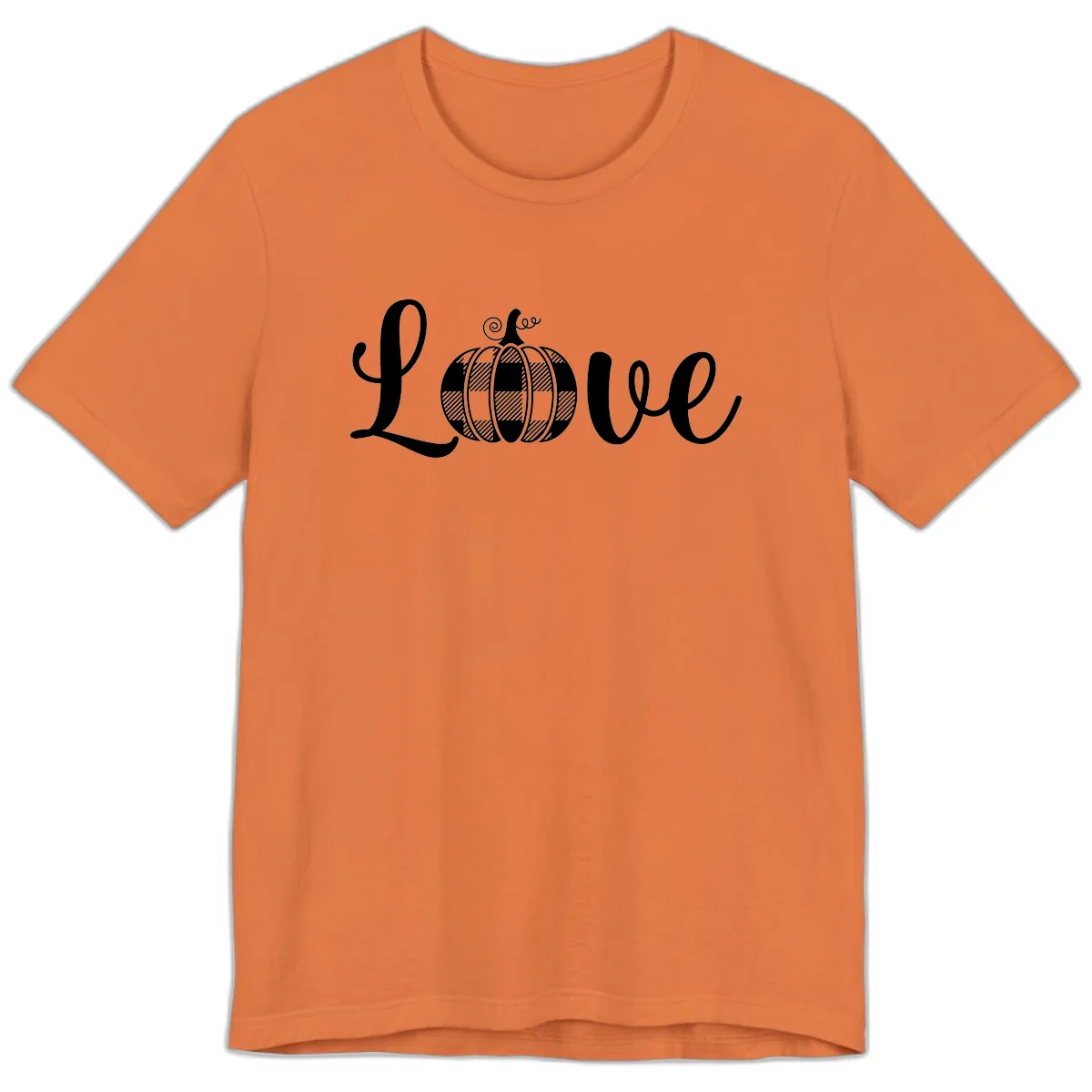 Buffalo Plaid Pumpkin Love Premium T-Shirt in Burnt Orange