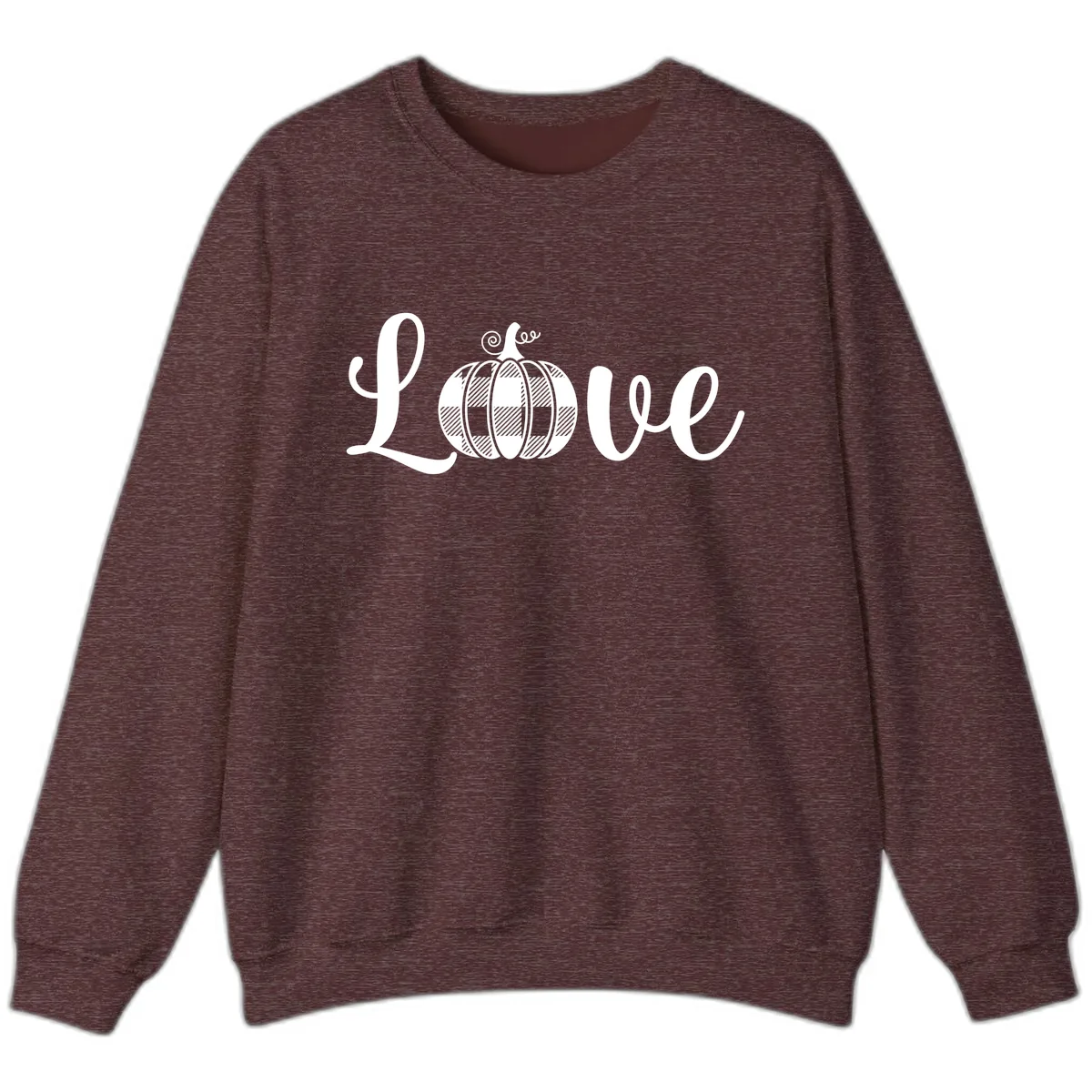 Buffalo Plaid Pumpkin Love Sweatshirt in Heather Sport Dark Maroon