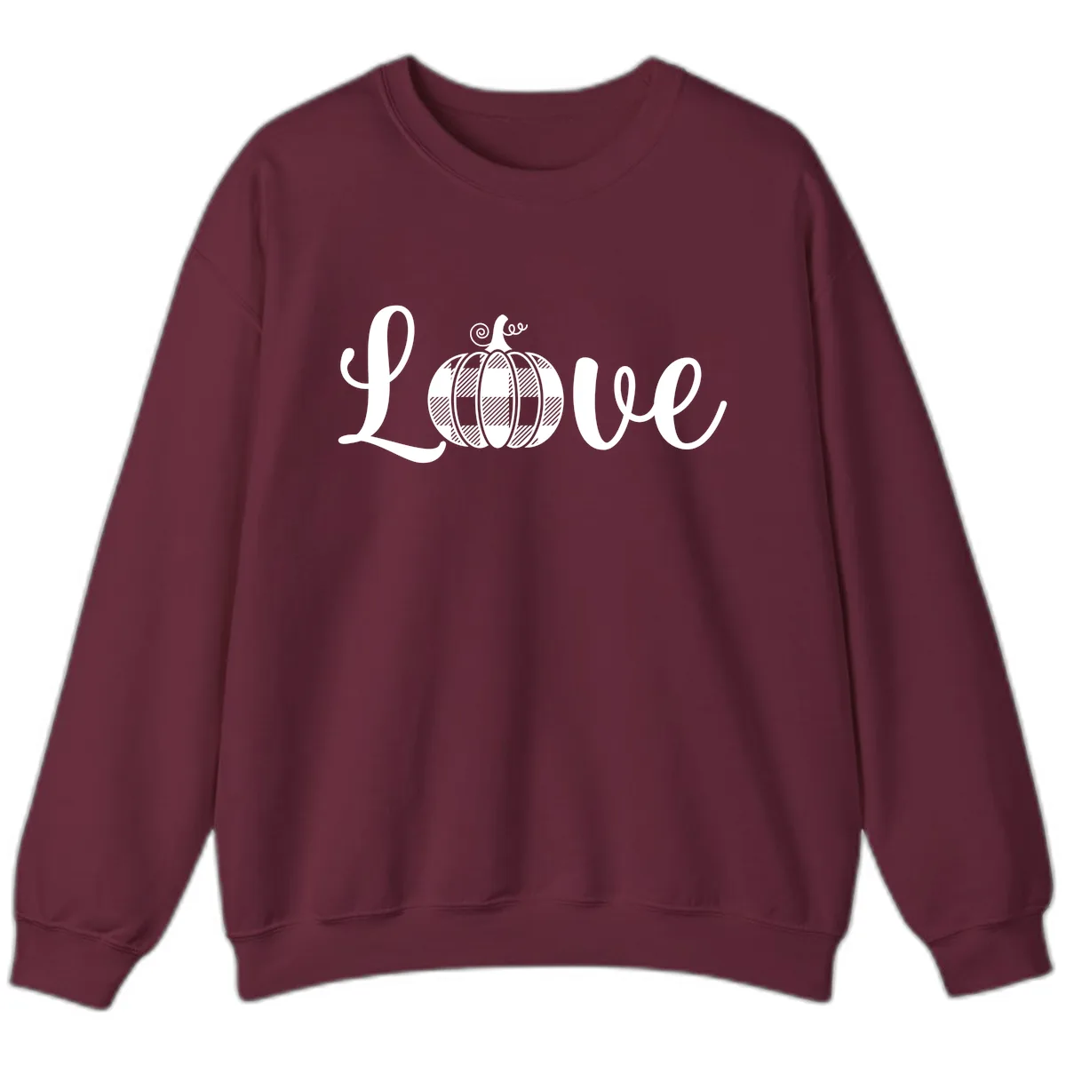 Buffalo Plaid Pumpkin Love Sweatshirt in Maroon