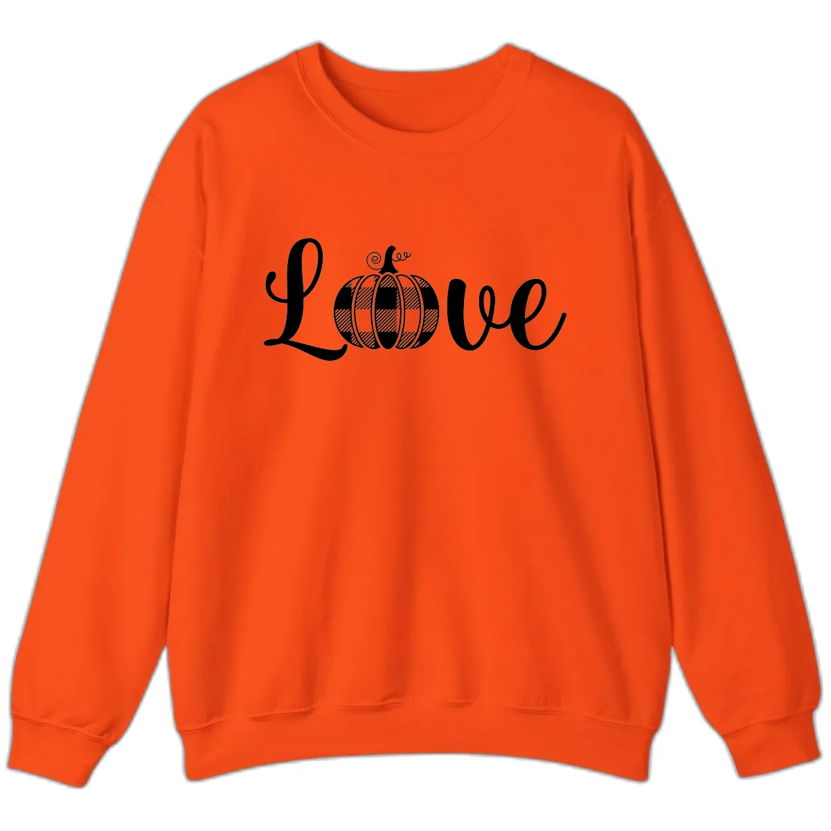 Buffalo Plaid Pumpkin Love Sweatshirt in Orange