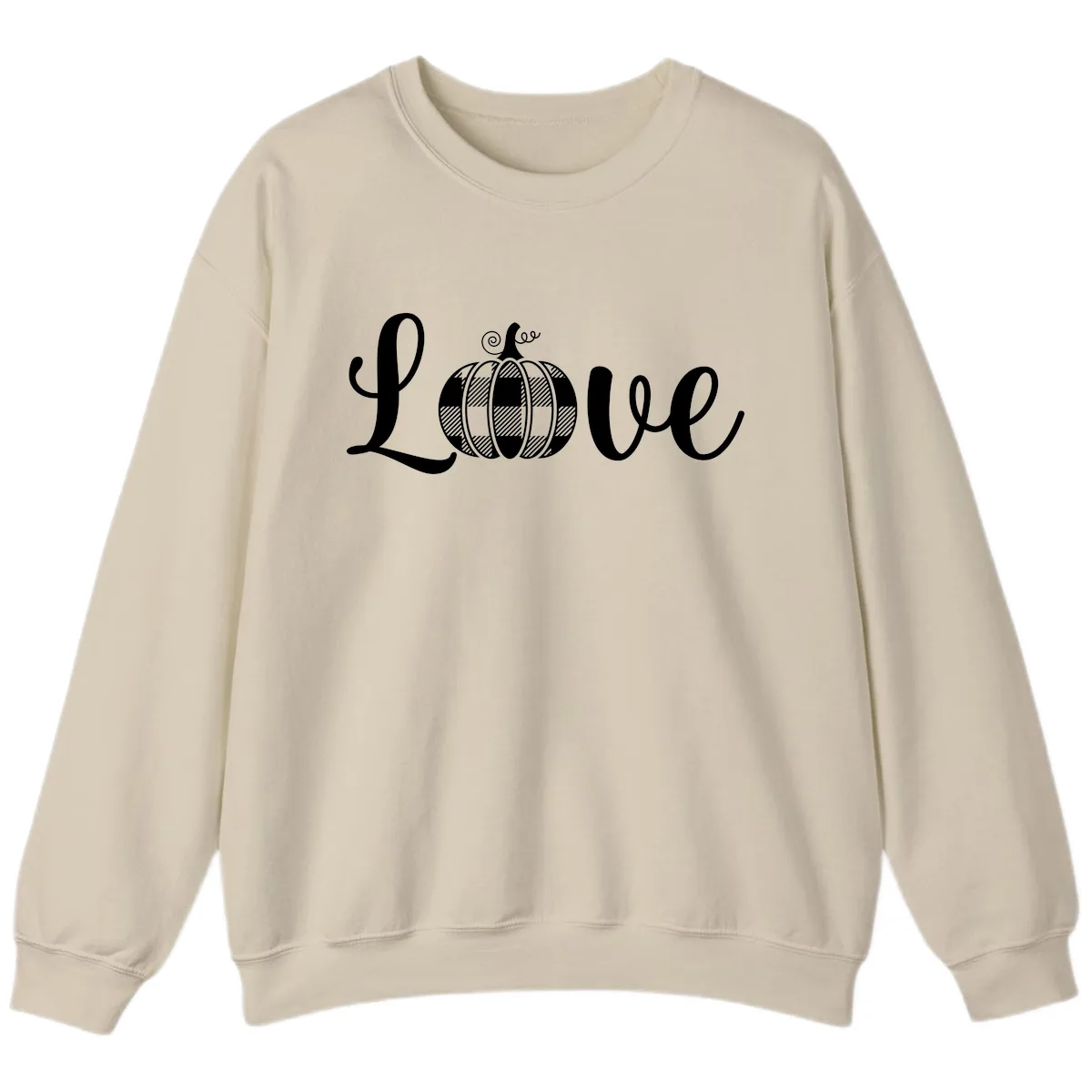 Buffalo Plaid Pumpkin Love Sweatshirt in Sand