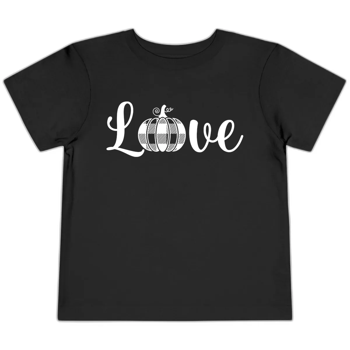 Buffalo Plaid Pumpkin Love Toddler T-Shirt in Black