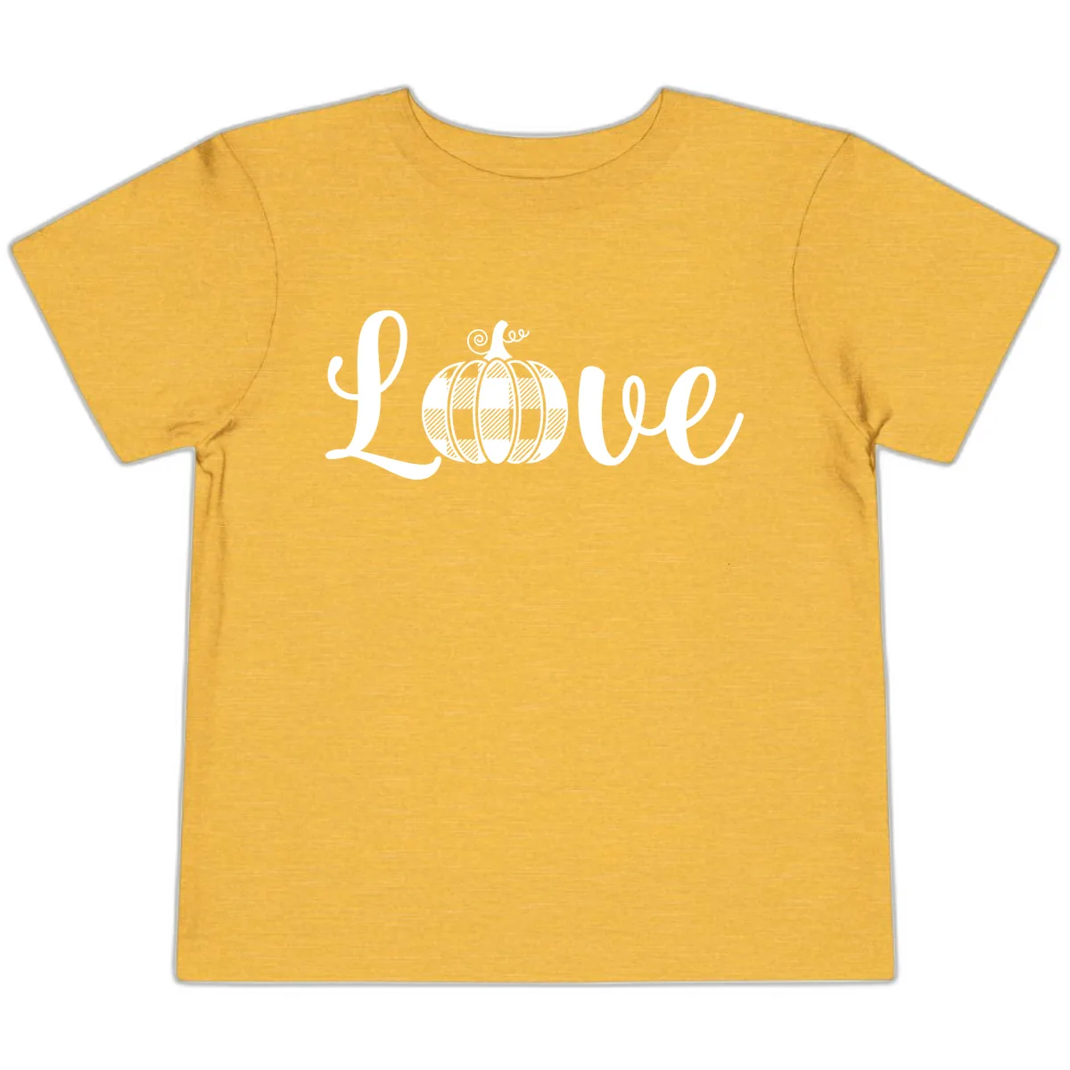 Buffalo Plaid Pumpkin Love Toddler T-Shirt in Heather Yellow Gold