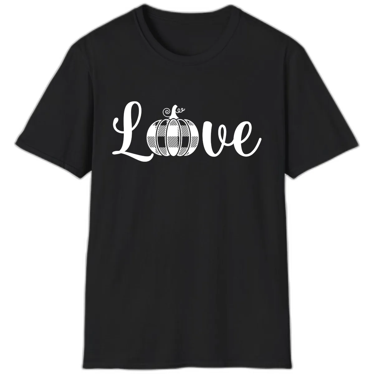 Buffalo Plaid Pumpkin Love T-Shirt in Black