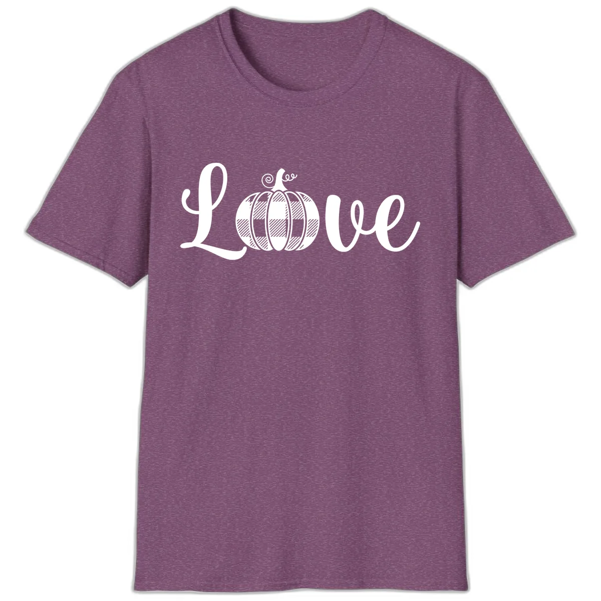 Buffalo Plaid Pumpkin Love T-Shirt in Heather Maroon