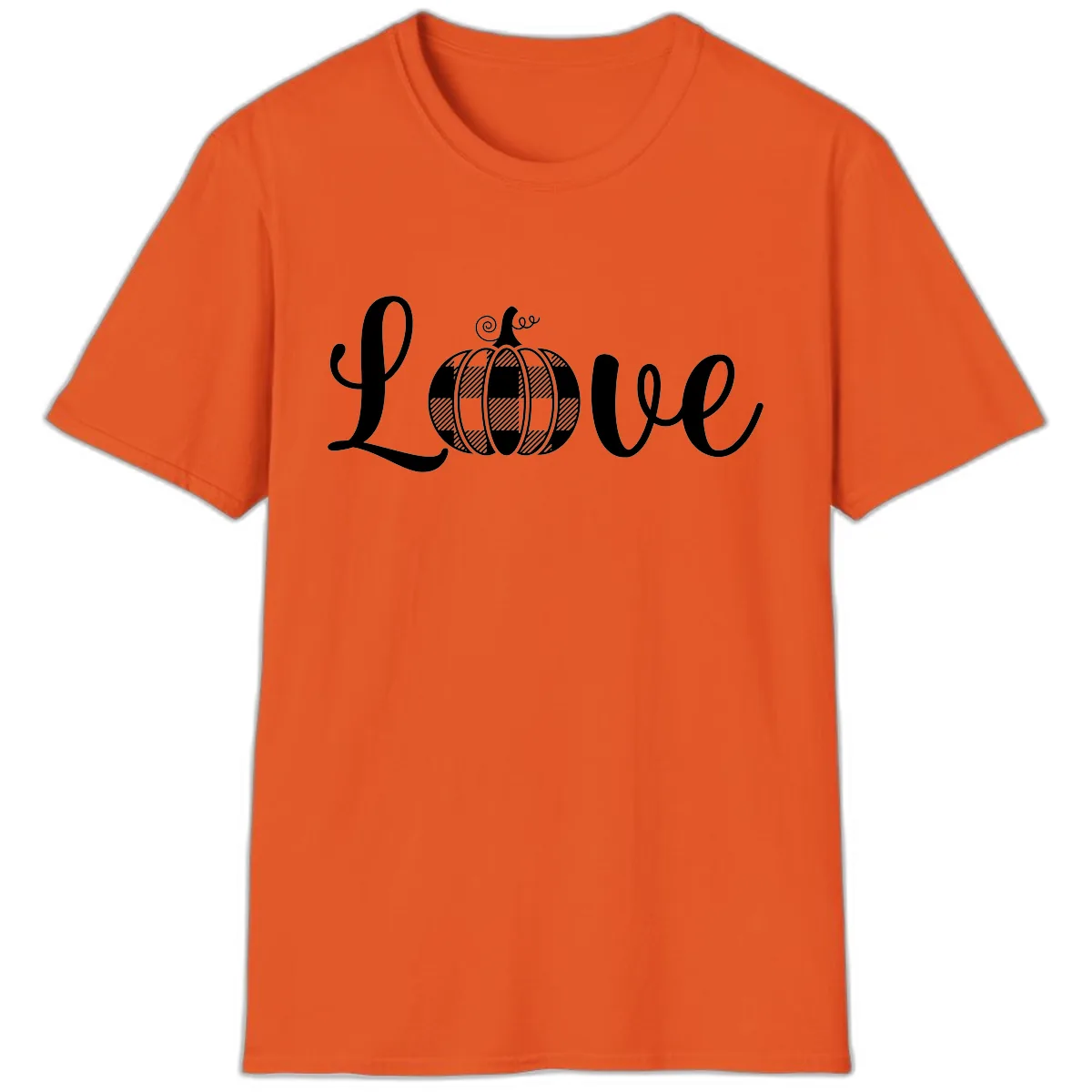 Buffalo Plaid Pumpkin Love T-Shirt in Orange