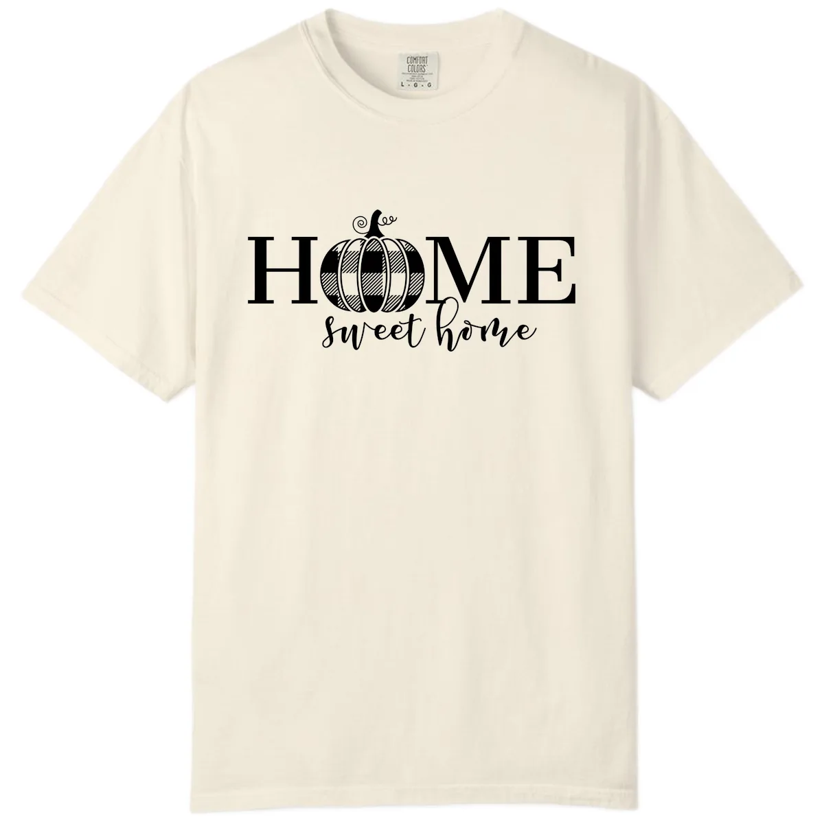 Home Sweet Home Buffalo Plaid Pumpkin Comfort Color in Ivory