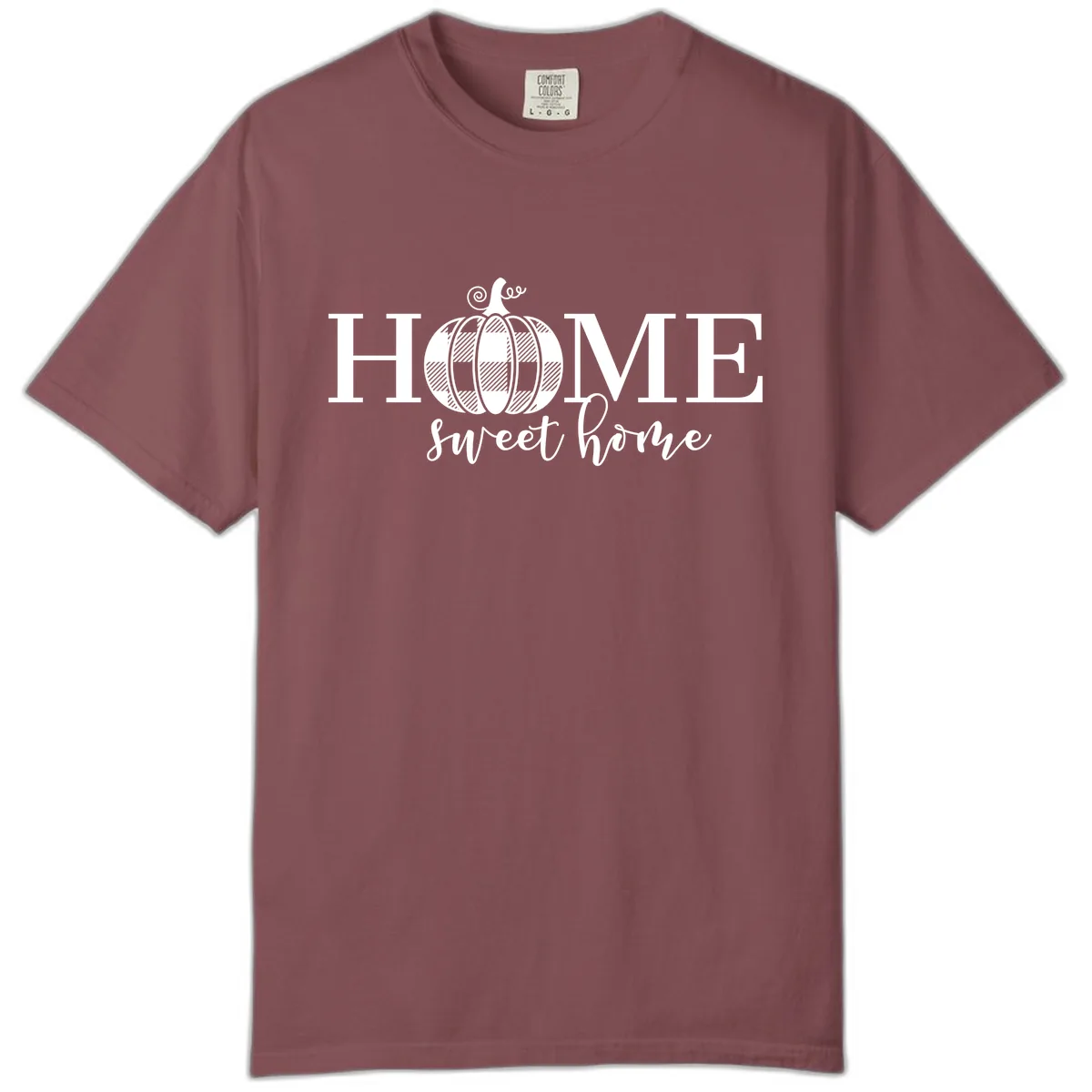 Home Sweet Home Buffalo Plaid Pumpkin Comfort Color in Brick