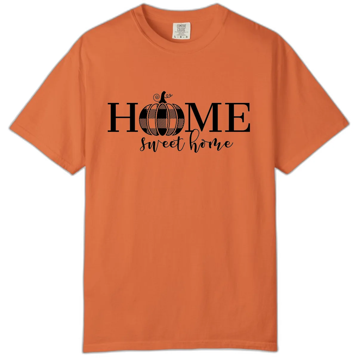 Home Sweet Home Buffalo Plaid Pumpkin Comfort Color in Burnt Orange