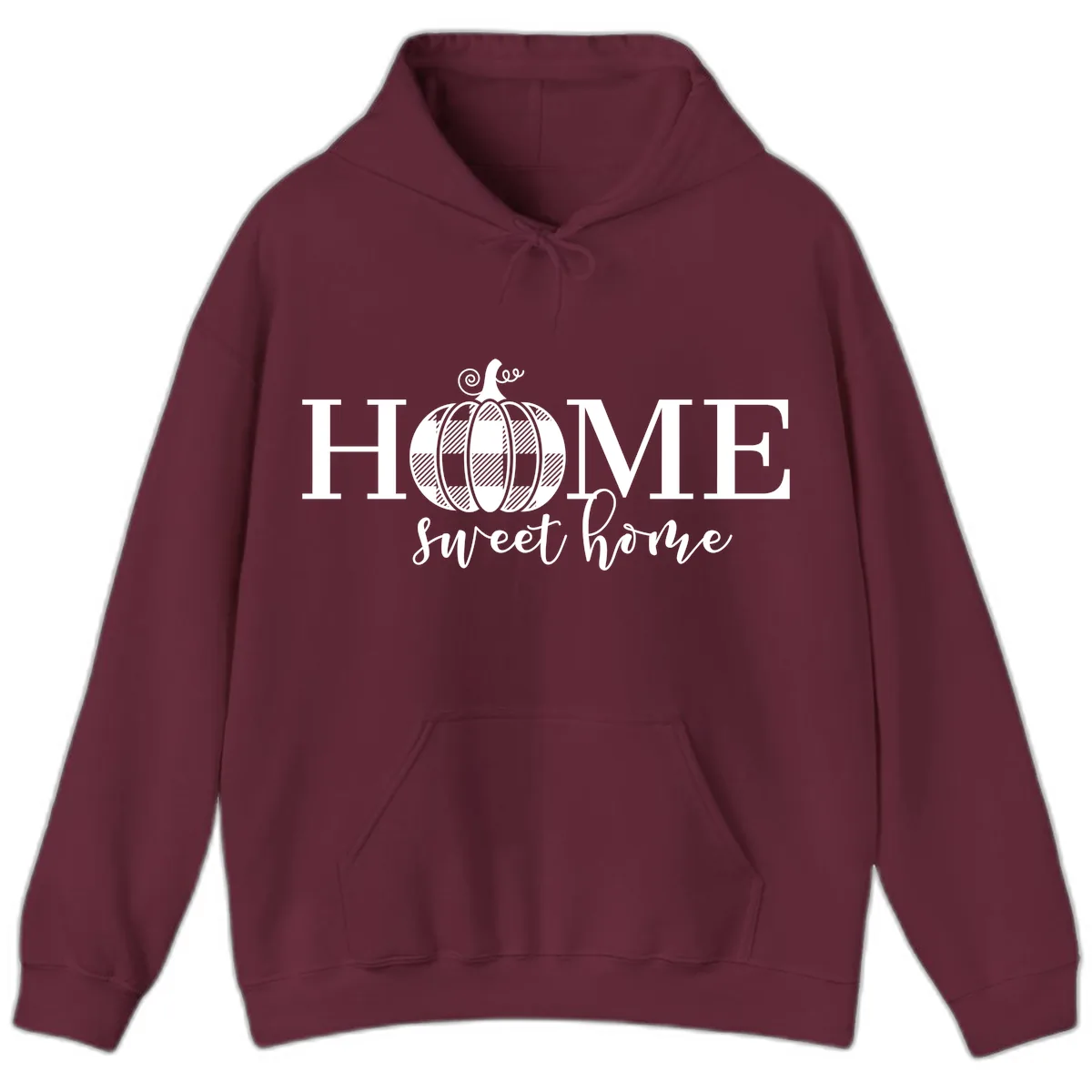 Home Sweet Home Buffalo Plaid Pumpkin Hoodie in Maroon