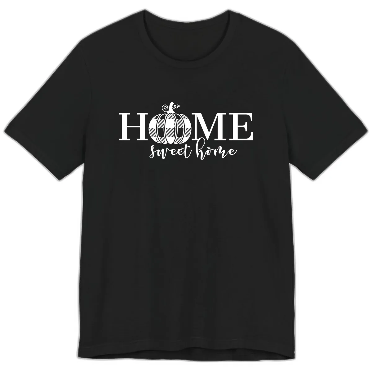 Home Sweet Home Buffalo Plaid Pumpkin Premium T-Shirt in Black