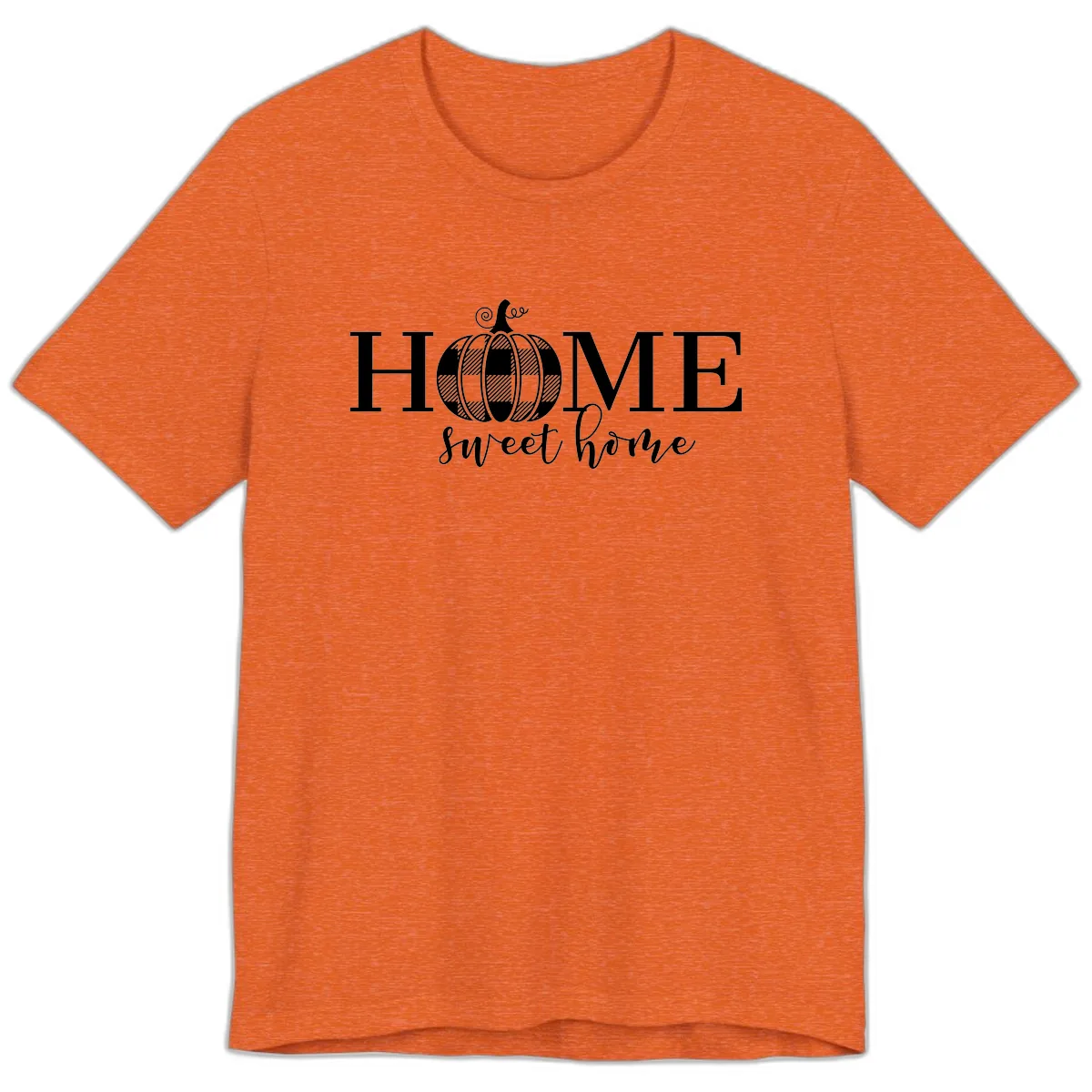 Home Sweet Home Buffalo Plaid Pumpkin Premium T-Shirt in Heather Orange