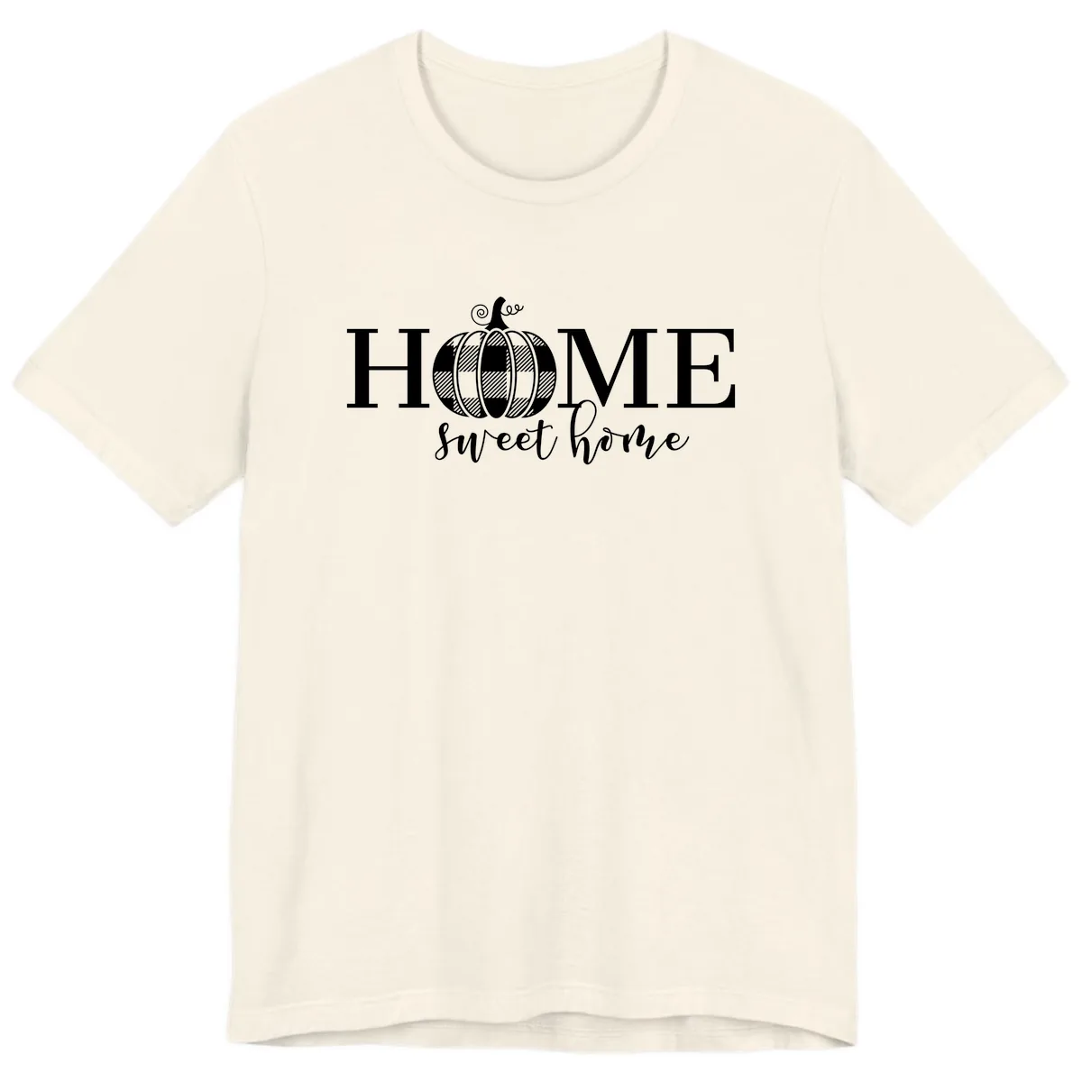 Home Sweet Home Buffalo Plaid Pumpkin Premium T-Shirt in Natural