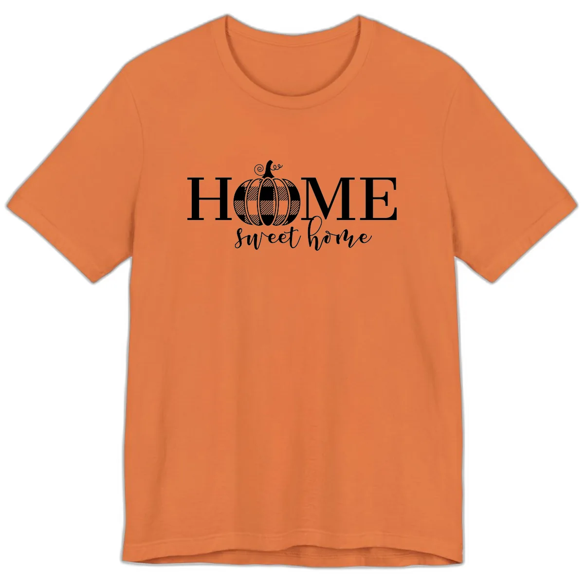 Home Sweet Home Buffalo Plaid Pumpkin Premium T-Shirt in Burnt Orange