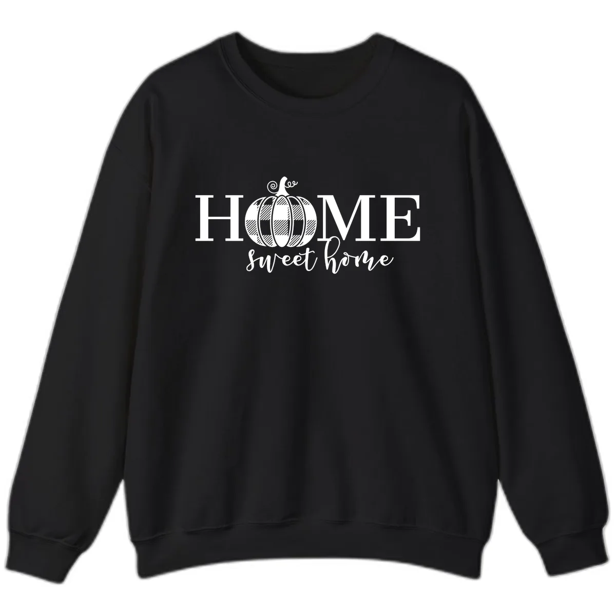 Home Sweet Home Buffalo Plaid Pumpkin Sweatshirt in Black