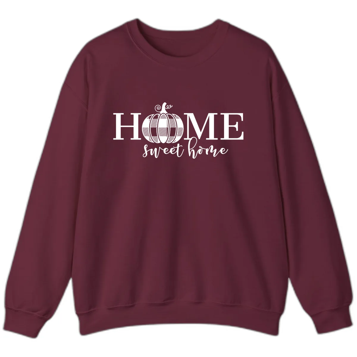 Home Sweet Home Buffalo Plaid Pumpkin Sweatshirt in Maroon