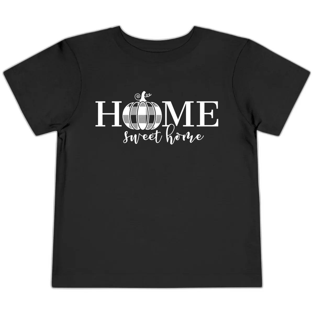 Home Sweet Home Buffalo Plaid Pumpkin Toddler T-Shirt in Black