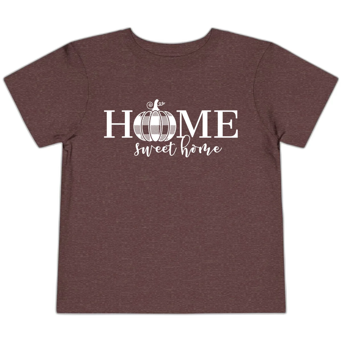 Home Sweet Home Buffalo Plaid Pumpkin Toddler T-Shirt in Heather Maroon