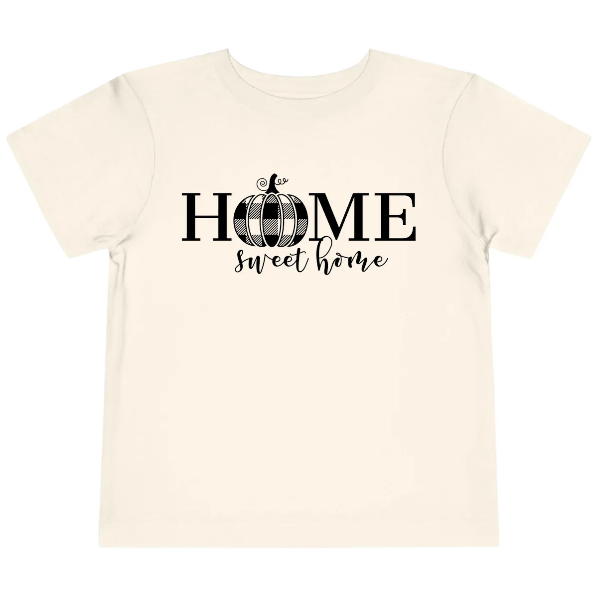 Home Sweet Home Buffalo Plaid Pumpkin Toddler T-Shirt in Natural