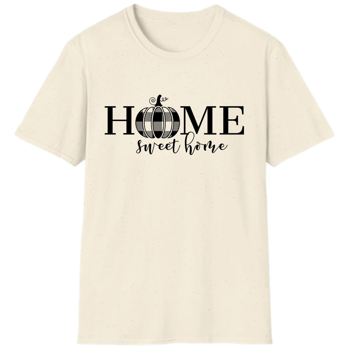 Home Sweet Home Buffalo Plaid Pumpkin T-Shirt in Natural
