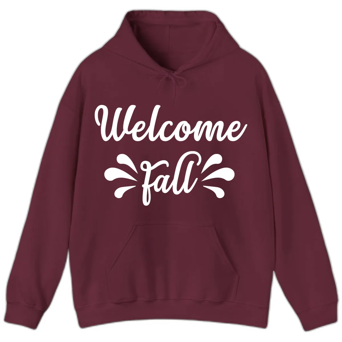Welcome Fall Script Design Hoodie in Maroon