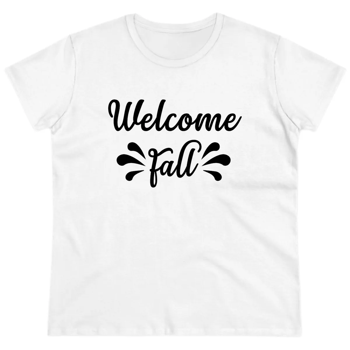 Welcome Fall Script Design Ladies Tee in White