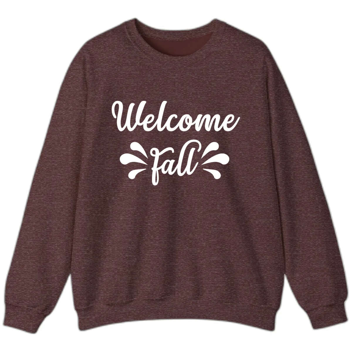 Welcome Fall Script Design Sweatshirt in Heather Sport Dark Maroon