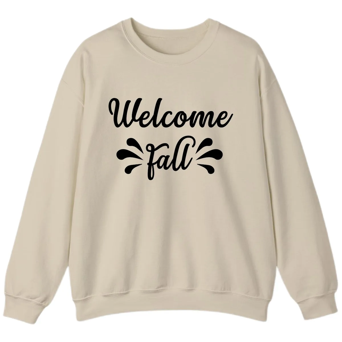 Welcome Fall Script Design Sweatshirt in Sand