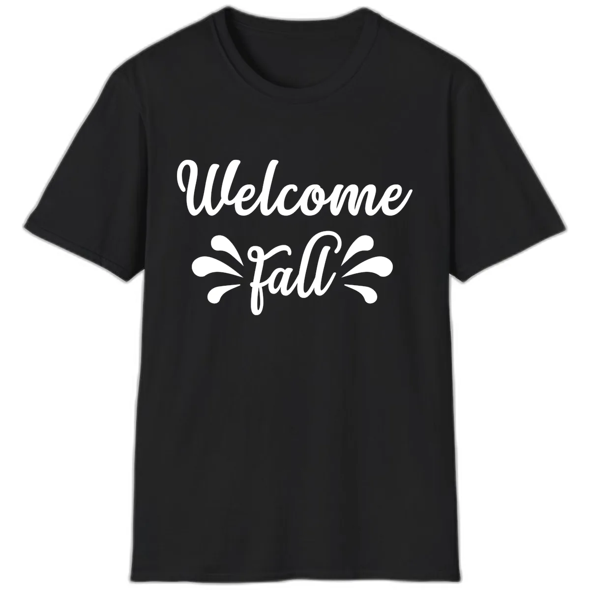 Welcome Fall Script Design T-Shirt in Black