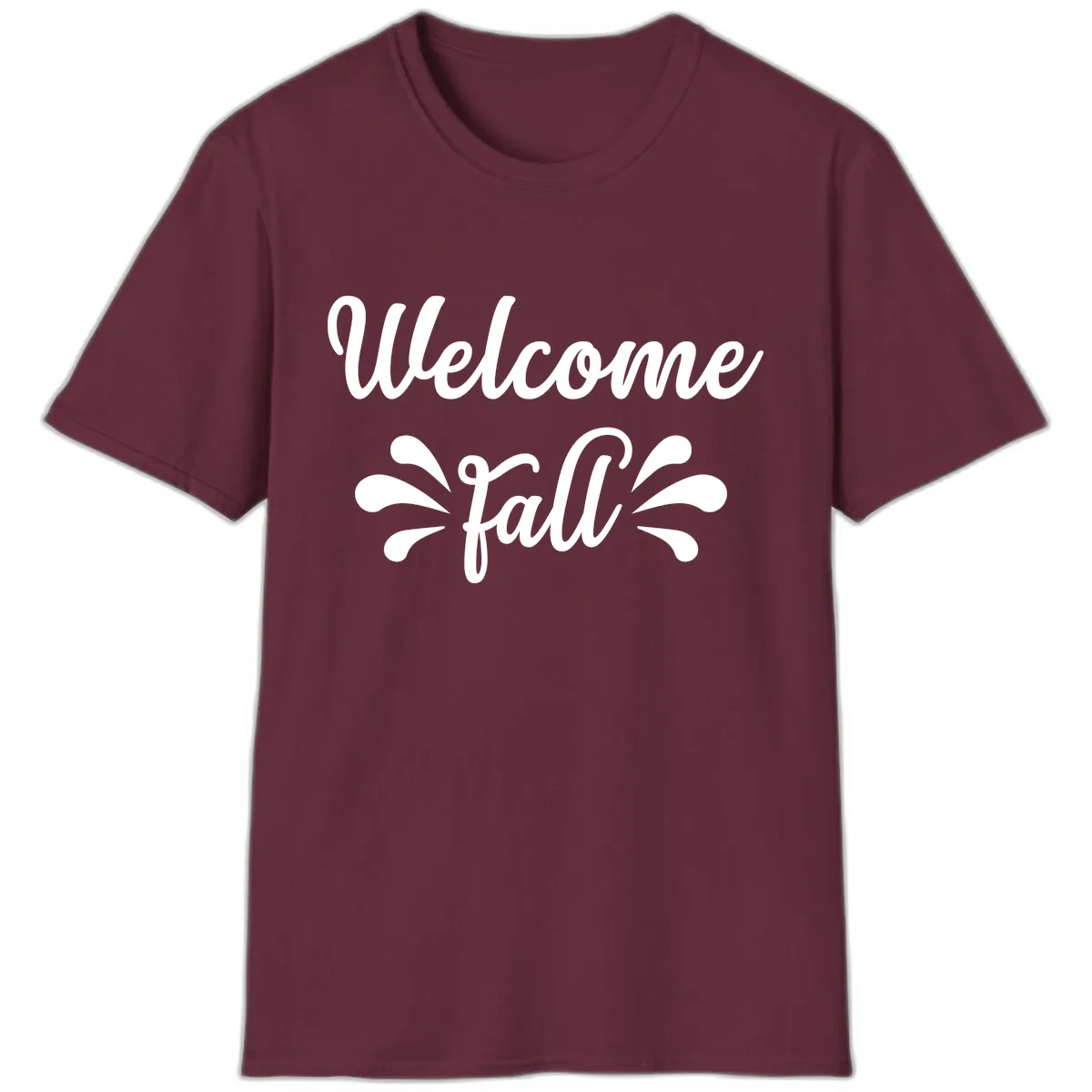Welcome Fall Script Design T-Shirt in Maroon