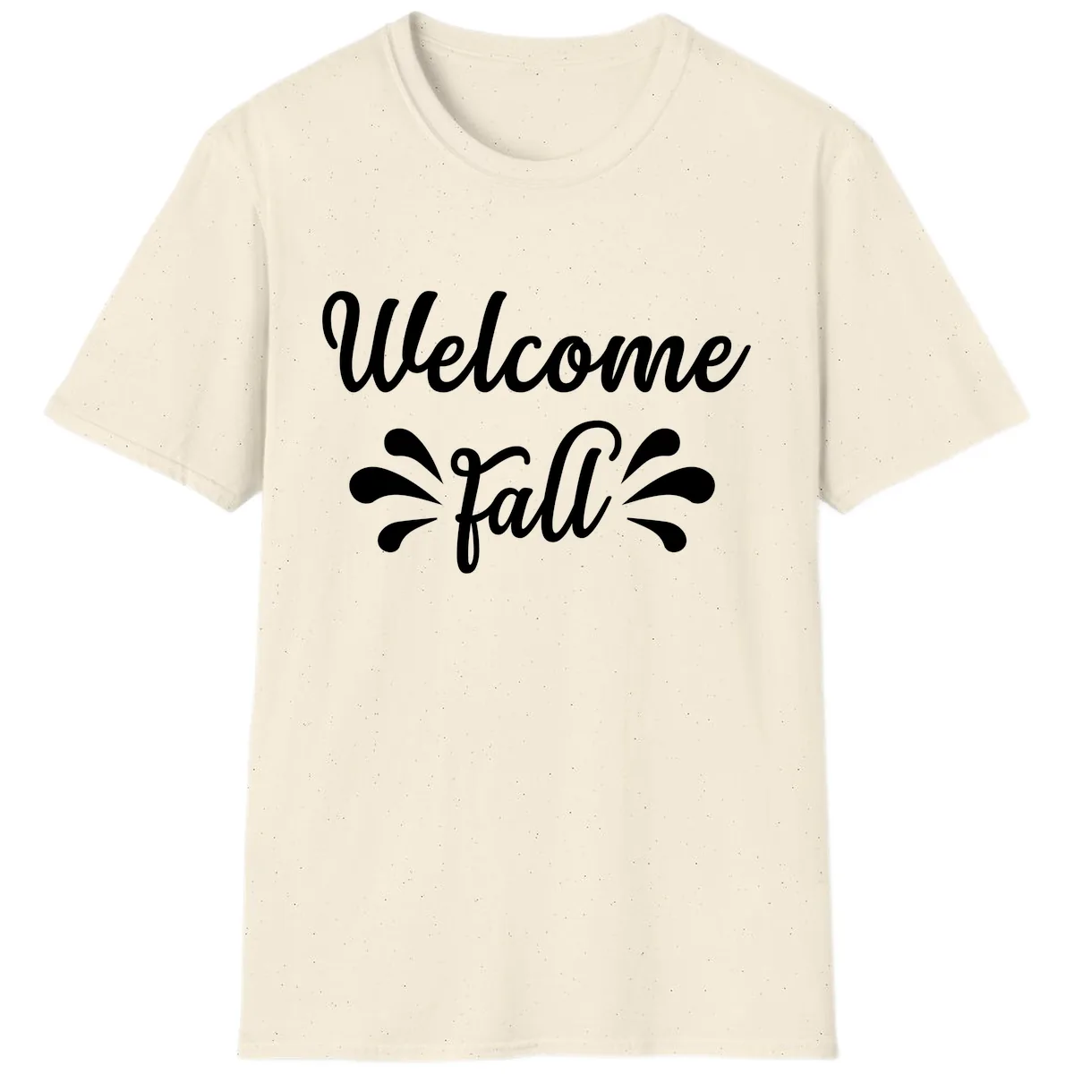 Welcome Fall Script Design T-Shirt in Natural