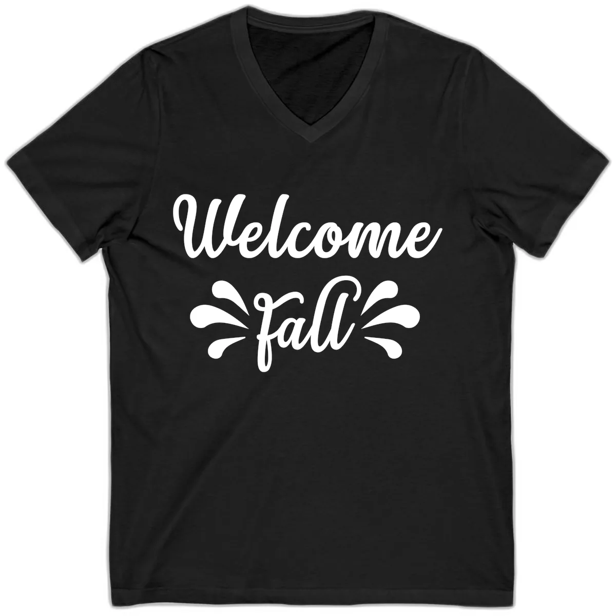Welcome Fall Script Design V-Neck in Black