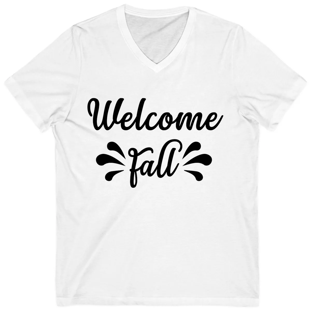 Welcome Fall Script Design V-Neck in White
