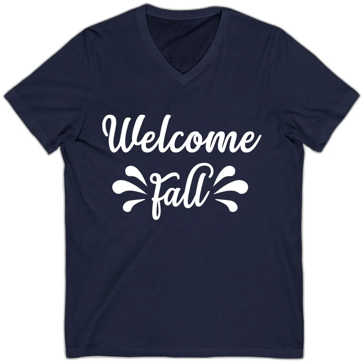 Welcome Fall Script Design V-Neck in Navy