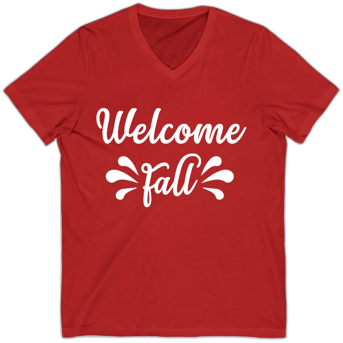 Welcome Fall Script Design V-Neck in Red