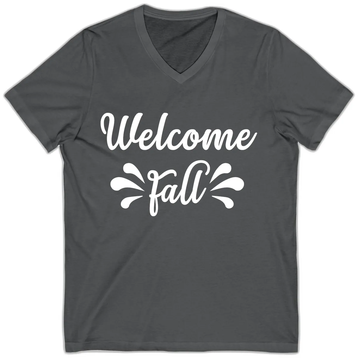 Welcome Fall Script Design V-Neck in Asphalt