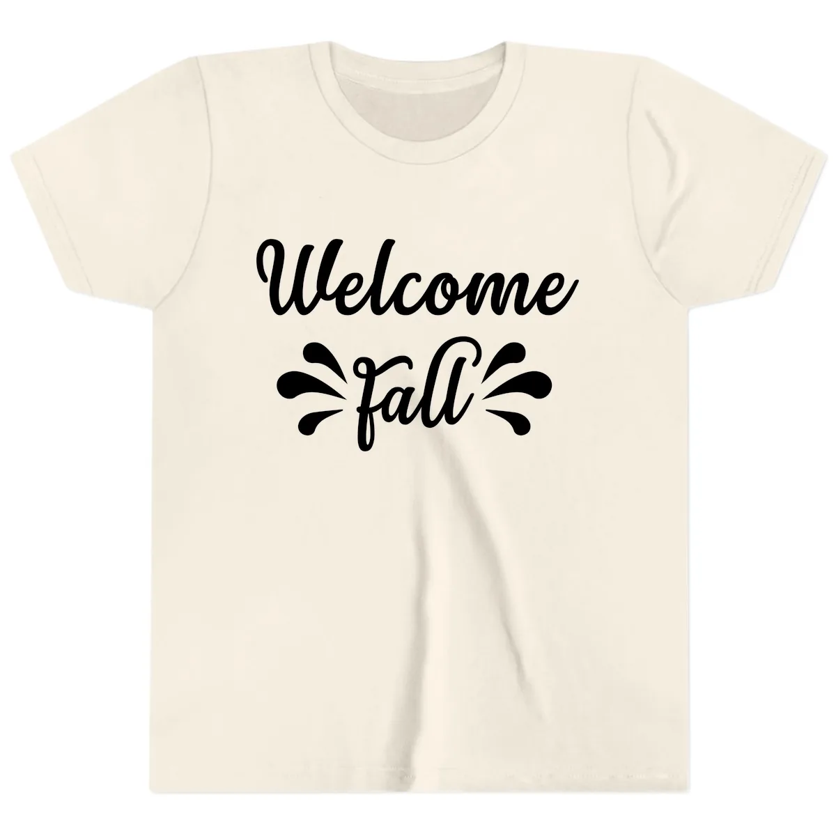 Welcome Fall Script Design Youth T-Shirt in Natural