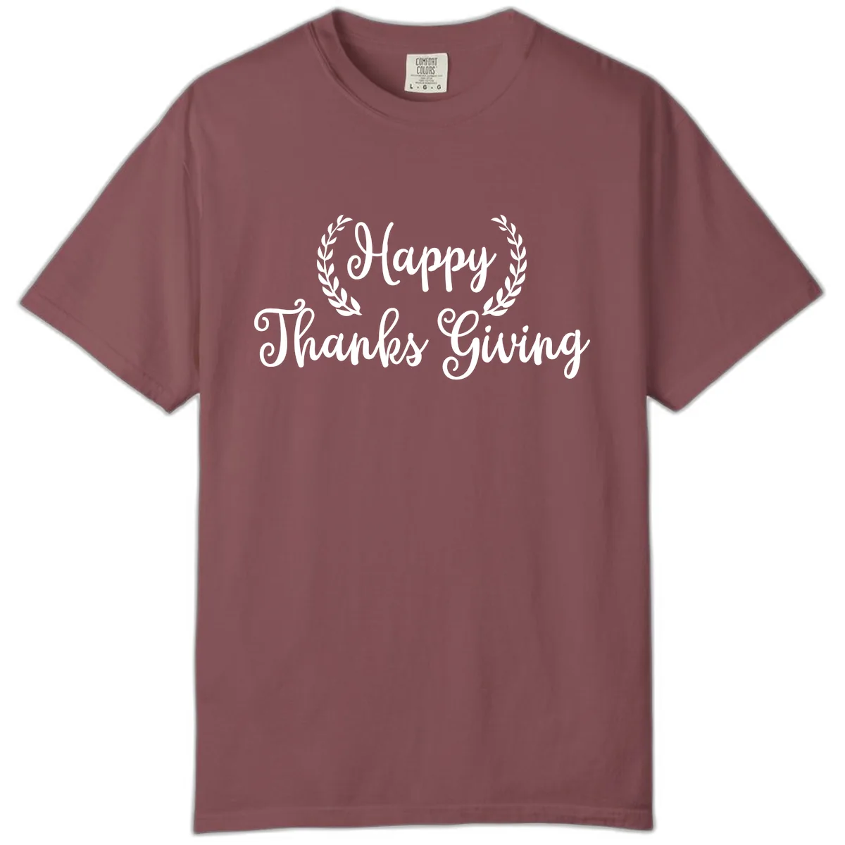 Happy Thanksgiving Laurel Wreath Comfort Color in Brick