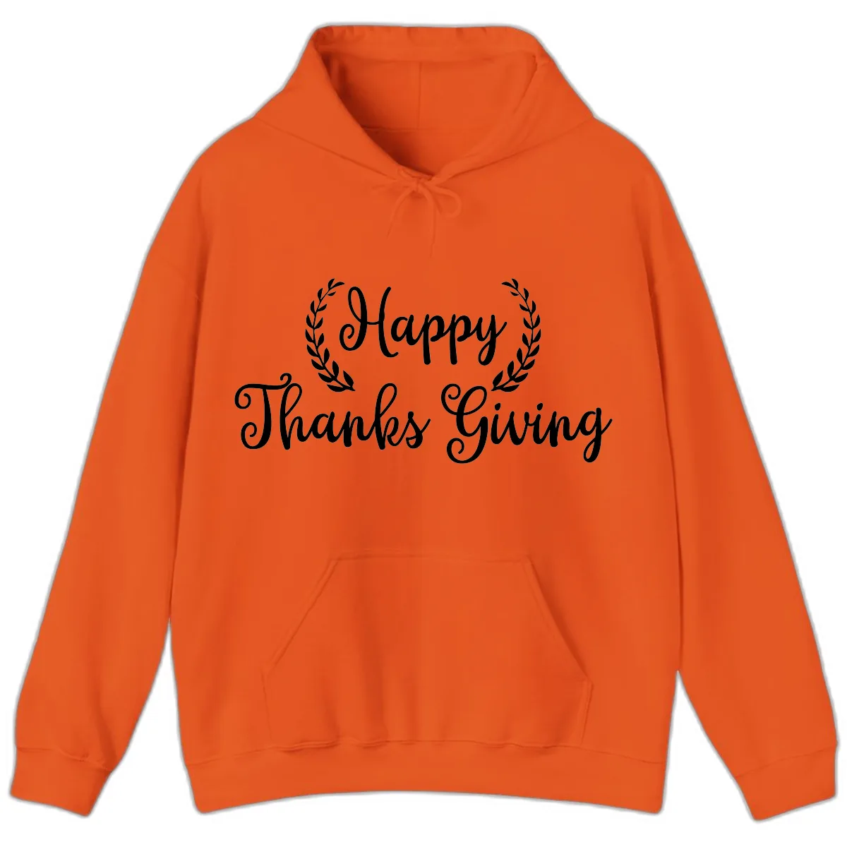 Happy Thanksgiving Laurel Wreath Hoodie in Orange