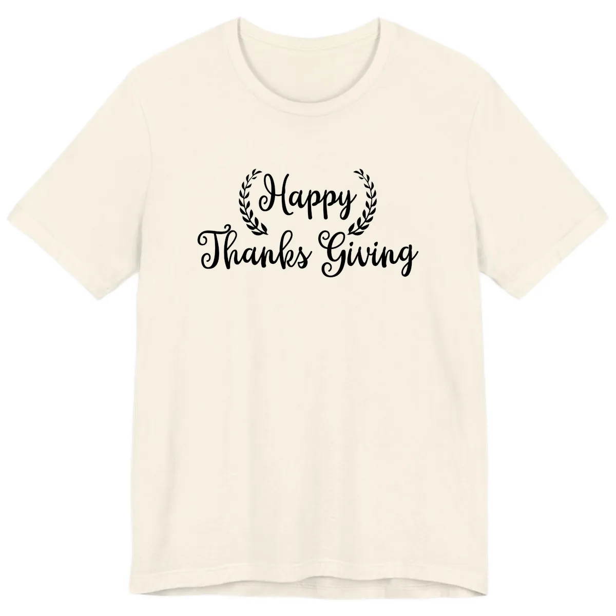 Happy Thanksgiving Laurel Wreath Premium T-Shirt in Natural