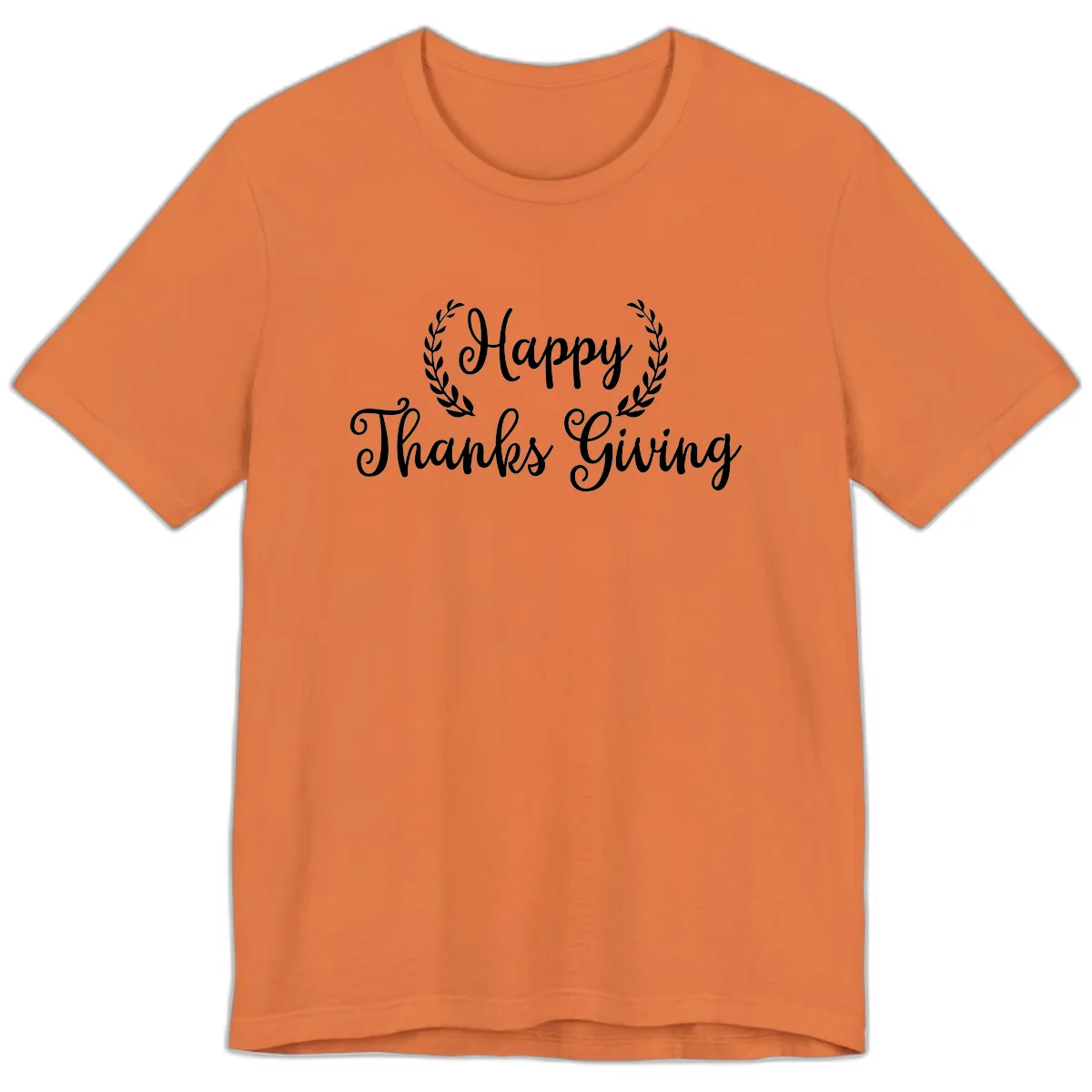 Happy Thanksgiving Laurel Wreath Premium T-Shirt in Burnt Orange